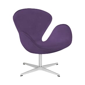 Poltrona Swan Suede Roxo Base Alumínio Giratória Cor Roxo
