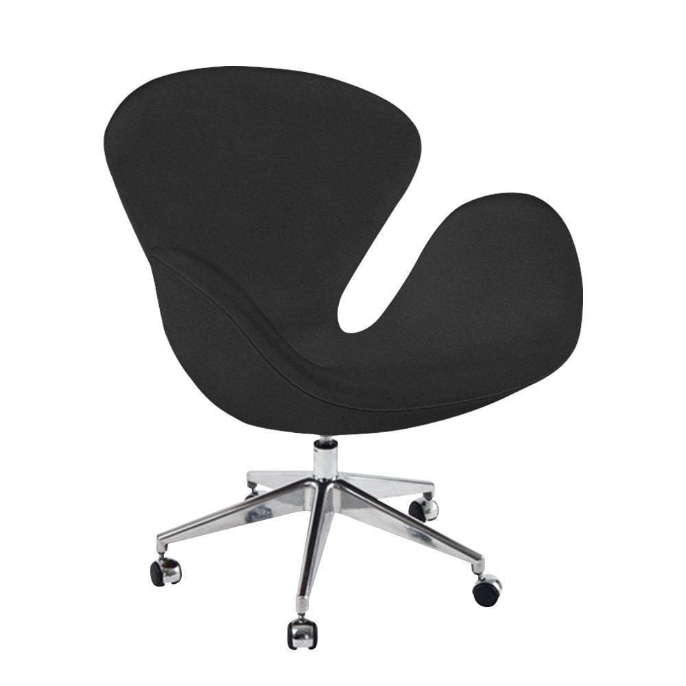 Poltrona Swan Office Giratória Linho Preto Cor Preto