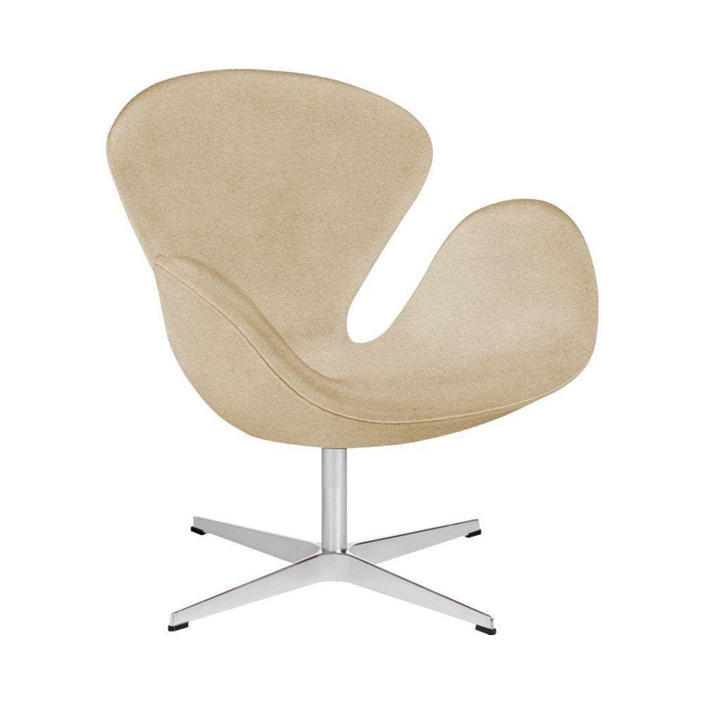 Poltrona Swan Suede Bege Base Alumínio Giratória Cor Bege