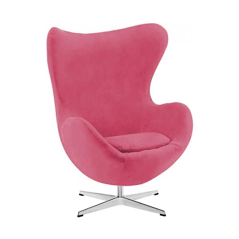 Poltrona Egg Sem Puff Base Alumínio Em Sued Rosa Cor Rosa