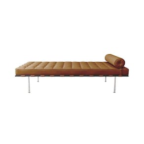 Couch Barcelona Cromado Em Couro Natural Caramelo Cor Amarelo