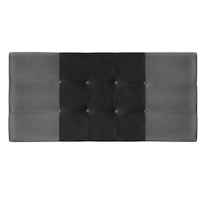 Cabeceira Painel Cama Box Casal 140Cm Nina Suede Cinza Preto