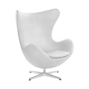 Poltrona Egg Sem Puff Base Alumínio Em Sued Branco Cor Branco
