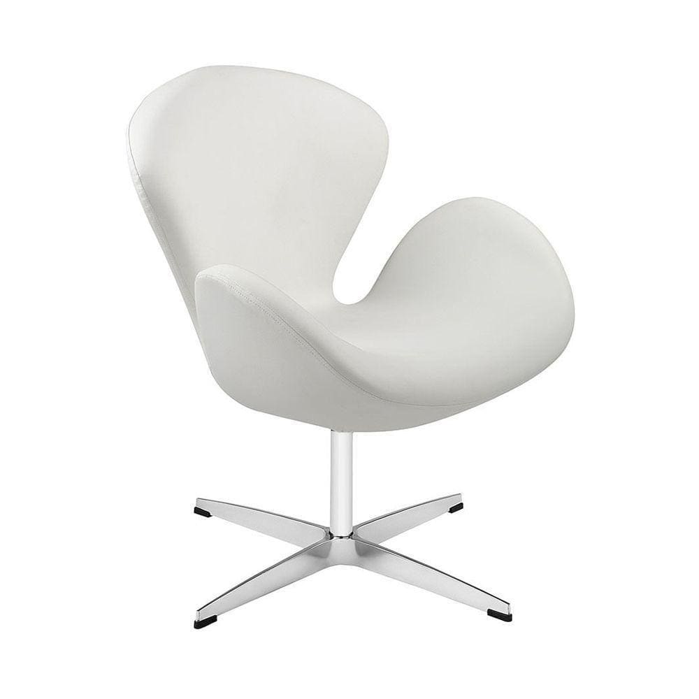 Poltrona Swan Couro Sintético Branco Base Alumínio Giratória Cor Branco