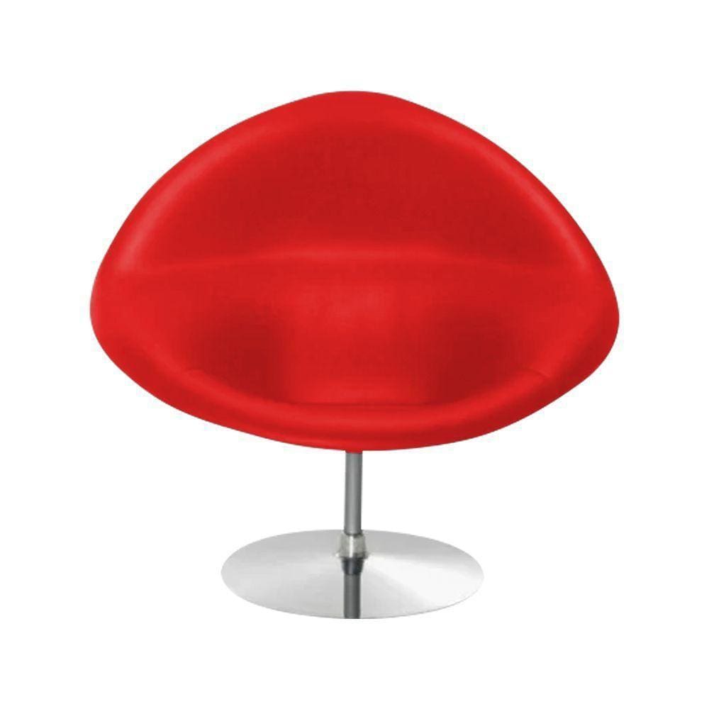 Poltrona Design Gondula Couro Sintético Vermelho Cor Vermelho
