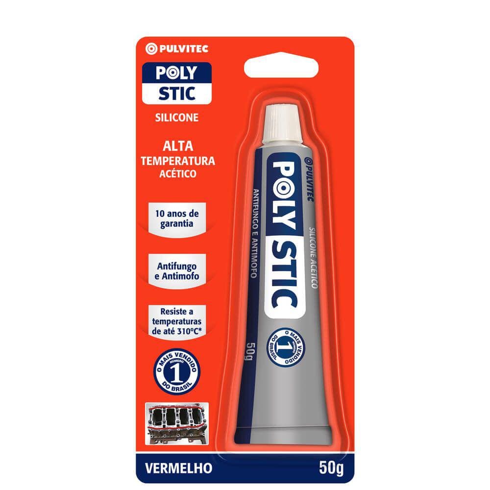 Silicone Polystic Alta Temperatura 50g - Vermelho - Pulvitec