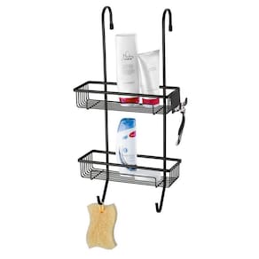 Suporte Shampoo Box Com Ganchos Preto Fosco