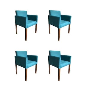 Kit 4 Poltronas Nina Estilo Retrô Ideal Para Sala De Estar - Azul Turqueza - Cor: Azul