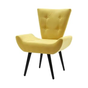 Poltrona Decorativa Emilia Pé Palito Em Suede - Amarela - Cor: Amarelo