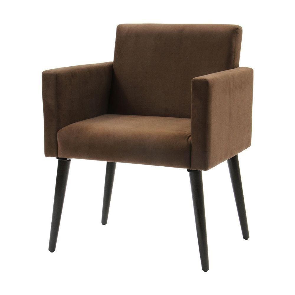Poltrona Retrô Decorativa Luca Tecido Suede - Marrom - Cor: Marrom