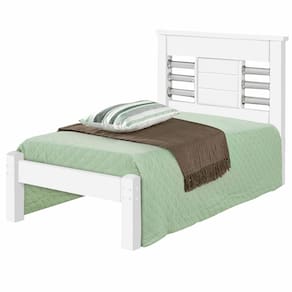 Cama Solteiro J&A Móveis Raissa 100% MDF para colchão de 88 cm de largura Branco Branco Lilás
