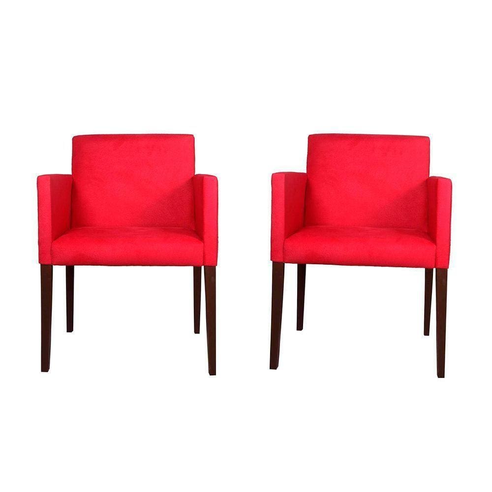 Kit 2 Poltronas Nina Para Escritório Sala De Recepção Tecido Suede - Vermelho - Cor: Vermelho