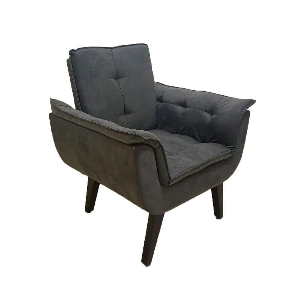 Poltrona Decorativa Opala Plus Para Sala De Estar Quarto Escritório - Cinza . - Cor: Cinza