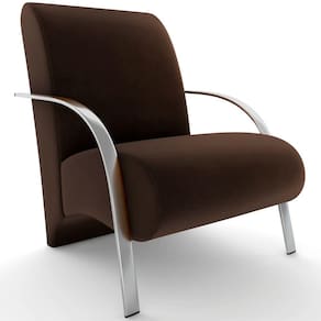Poltrona Decorativa Mamflex P101 Sevilha com braço de alumínio em Tecido Cacau Suede Liso Veludo