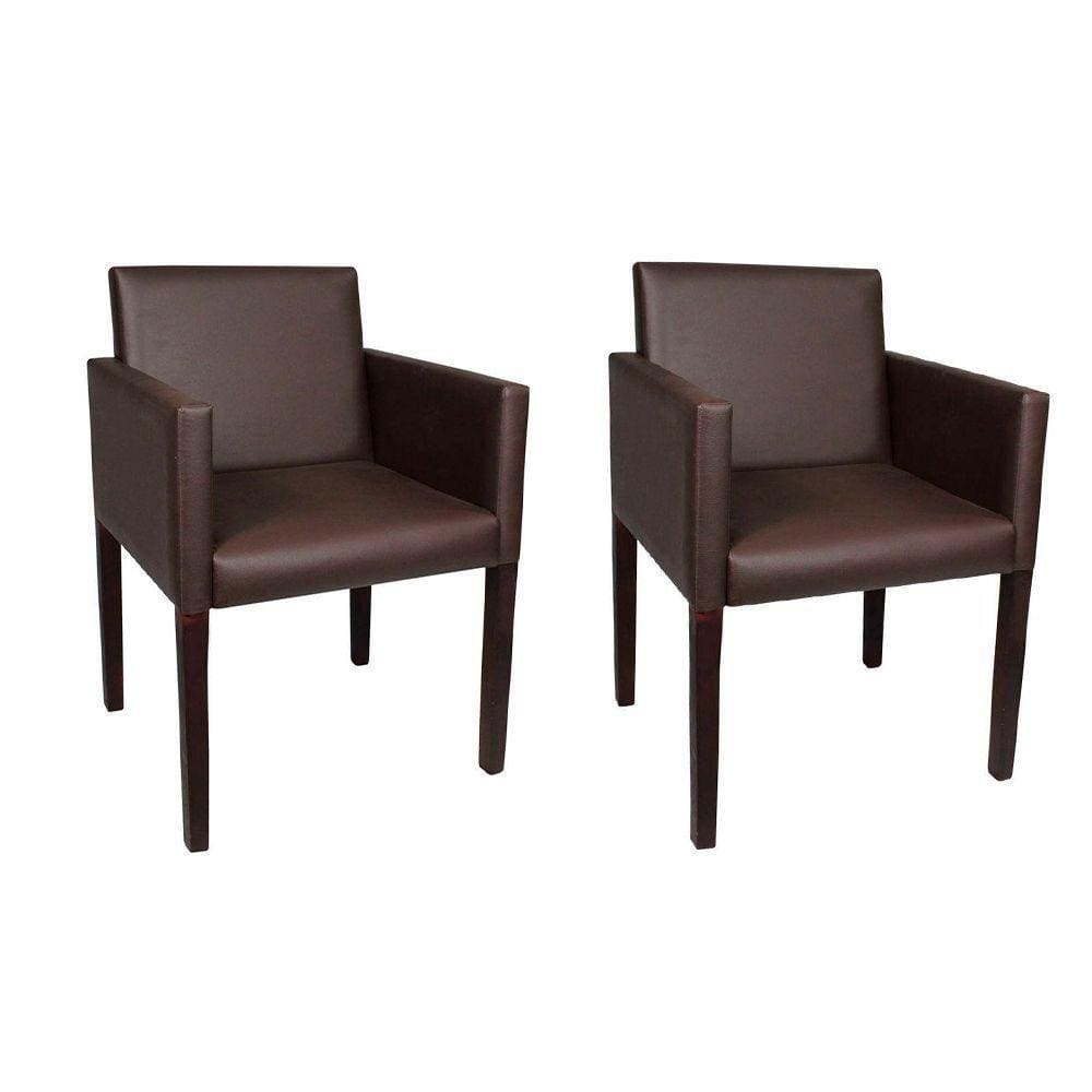 Kit 2 Poltronas Nina Executiva Em Tecido Sintético - Marrom Café - Cor: Marrom