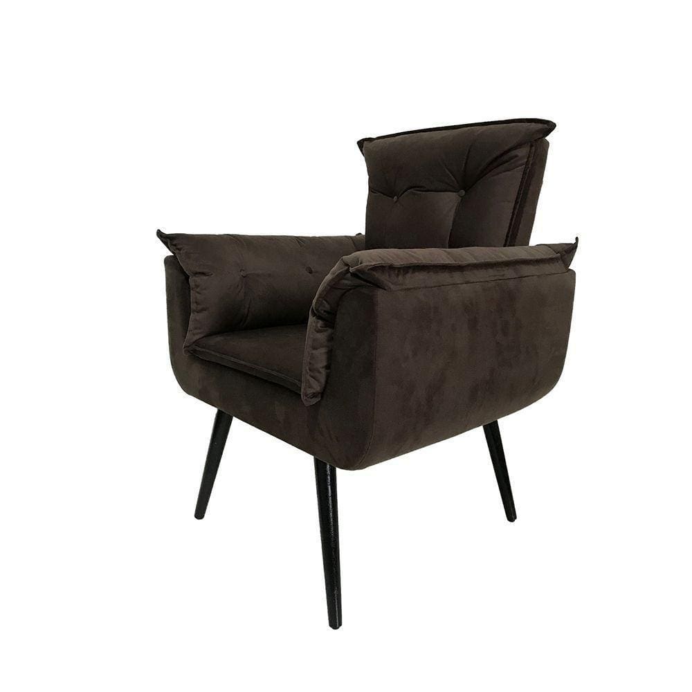 Poltrona Opala Decorativa Suede - Marrom - Cor: Marrom