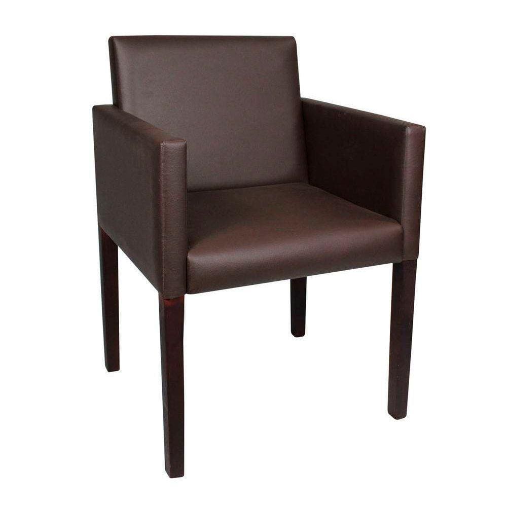 Poltrona Nina Slim Em Tecido Sintético Para Escritório Marrom Café - Cor: Marrom