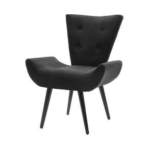 Poltrona Decorativa Emilia Pé Palito Em Suede - Preta - Cor: Preto