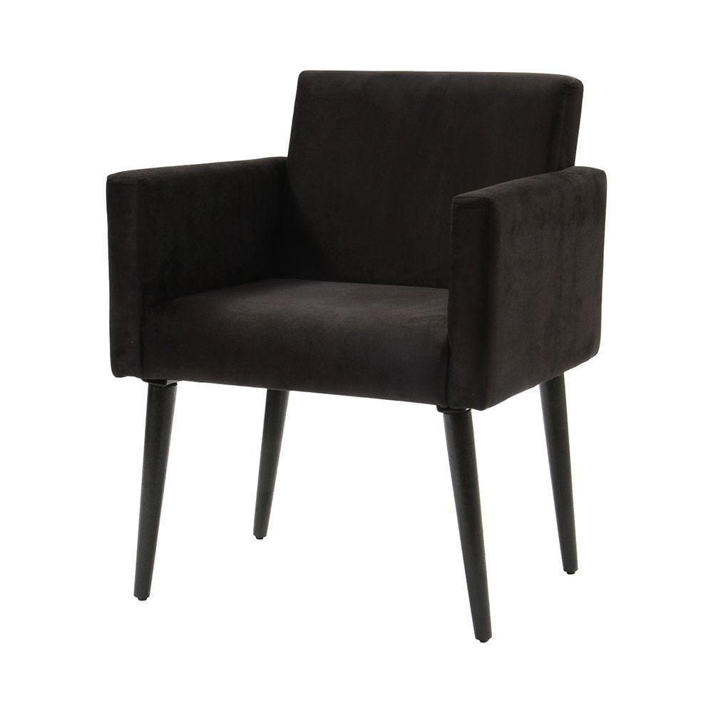 Poltrona Retrô Luca Em Tecido Suede Pés Palito Madeira - Preto - Cor: Preto