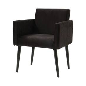 Poltrona Retrô Luca Em Tecido Suede Pés Palito Madeira - Preto - Cor: Preto