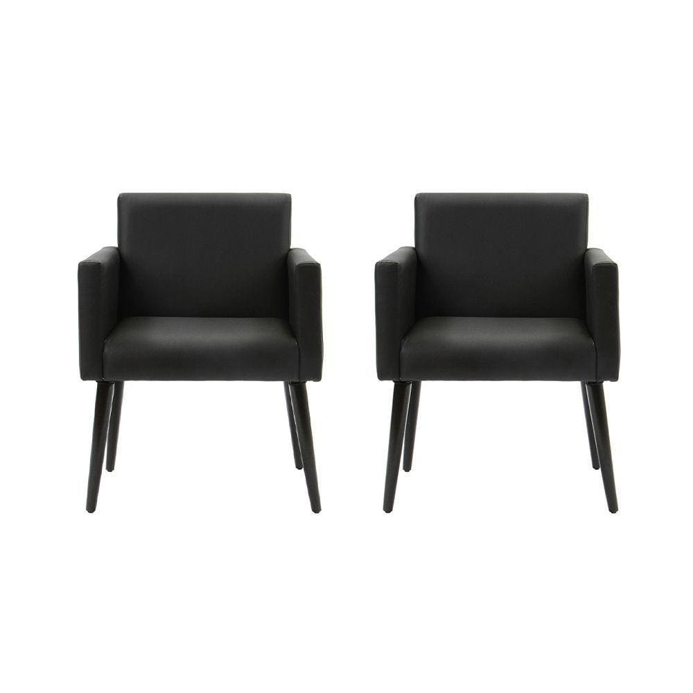 Kit 2 Poltronas Luca Em Tecido Sintético Pé Palito - Preto - Cor: Preto