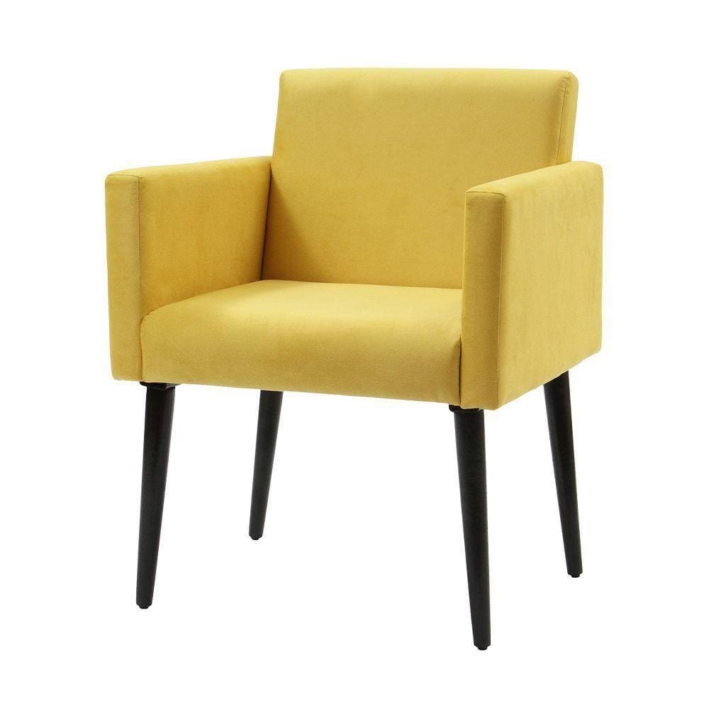 Poltrona Luca Para Sala De Recepção Em Suede - Amarelo - Cor: Amarelo