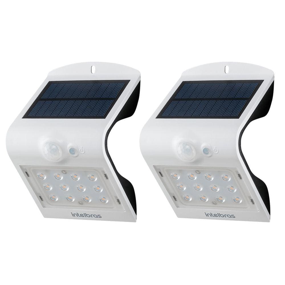 Kit 2 Arandelas Solar Integrada Asi 220 para Parede Externa Luz Branca Intelbras