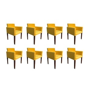 Kit 8 Poltronas Nina Escritório Sala De Recepção Tecido Suede - Amarela - Cor: Amarelo