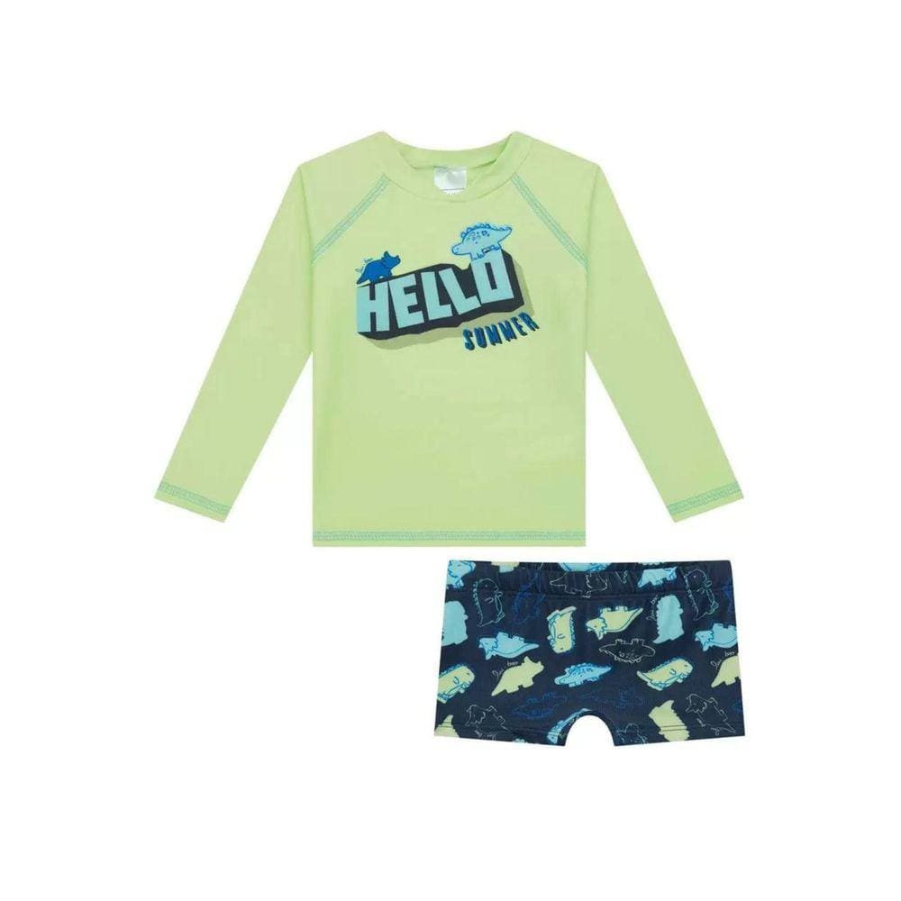 Conjunto de Camiseta e Sunga em Malha UV Dry com Proteção UV 50+ Hello Summer 61499