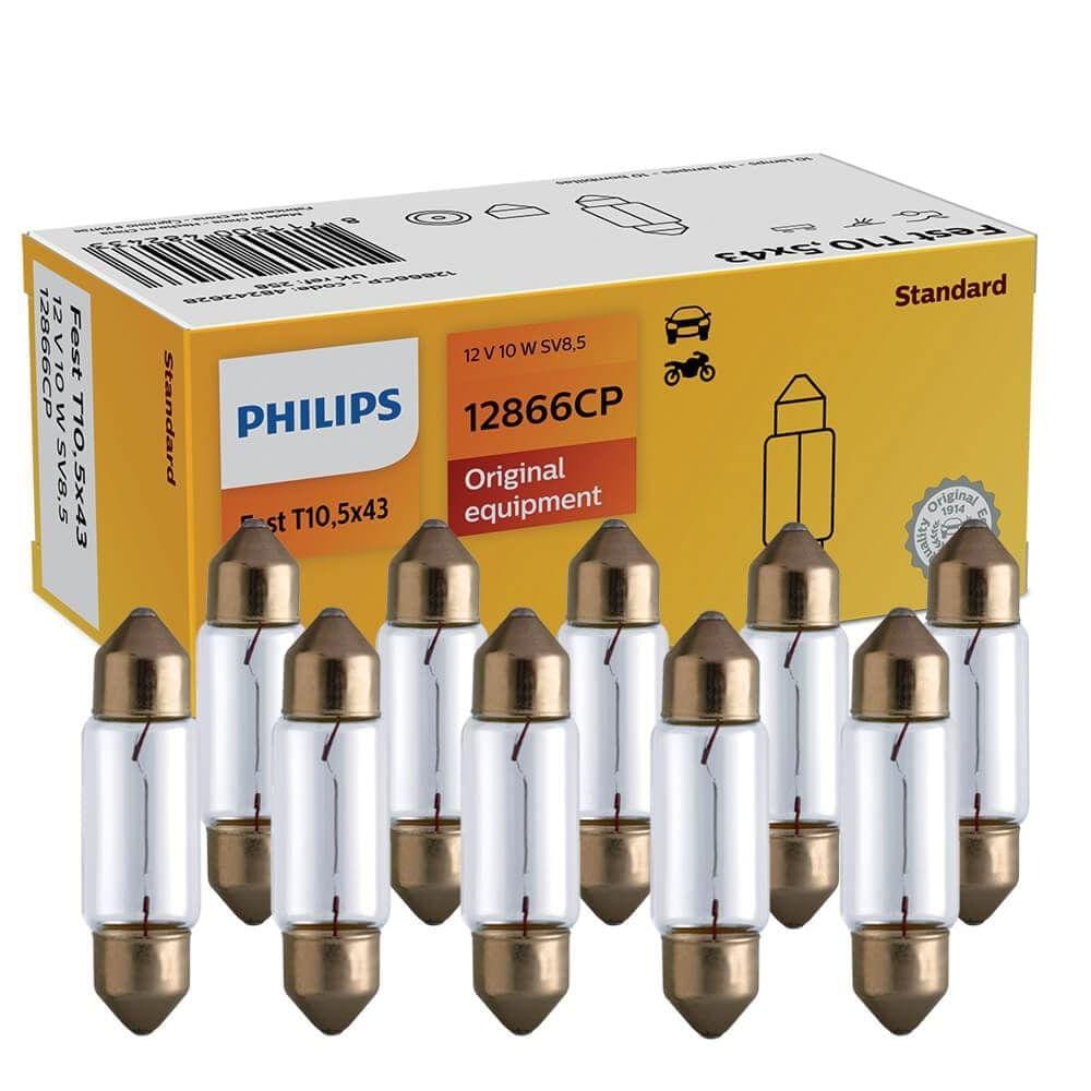 10 Lâmpada Philips Torpedo C10w10,5x43 10w 12v 43mm Sv8,5