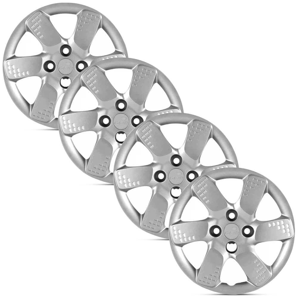 Jogo 4 Calota Modelo Original Fiat Uno Way Prata Aro 14