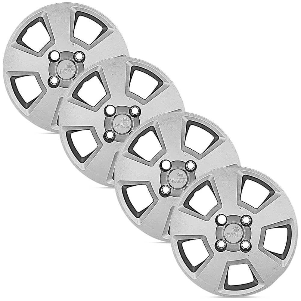 Jogo 4 Calota Modelo Original Fiesta Hatch Prata Aro 14 Grid