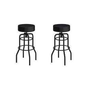 Conjunto 2 Banquetas de Aço 70cm Giratória Paris Preto/Preto
