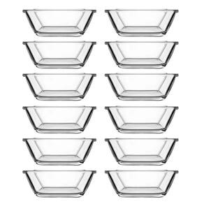 Jogo 12 Petisqueiras Quadrada Vidro Casual 90Ml Class Home