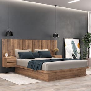 Cama Casal com Cabeceira e 2 Mesa de Cabeceira 4 Gaveta 8281 Solanum