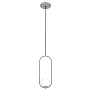 Luminária Teto Lustre Arco Globo Vidro Cozinha Mesa Prata