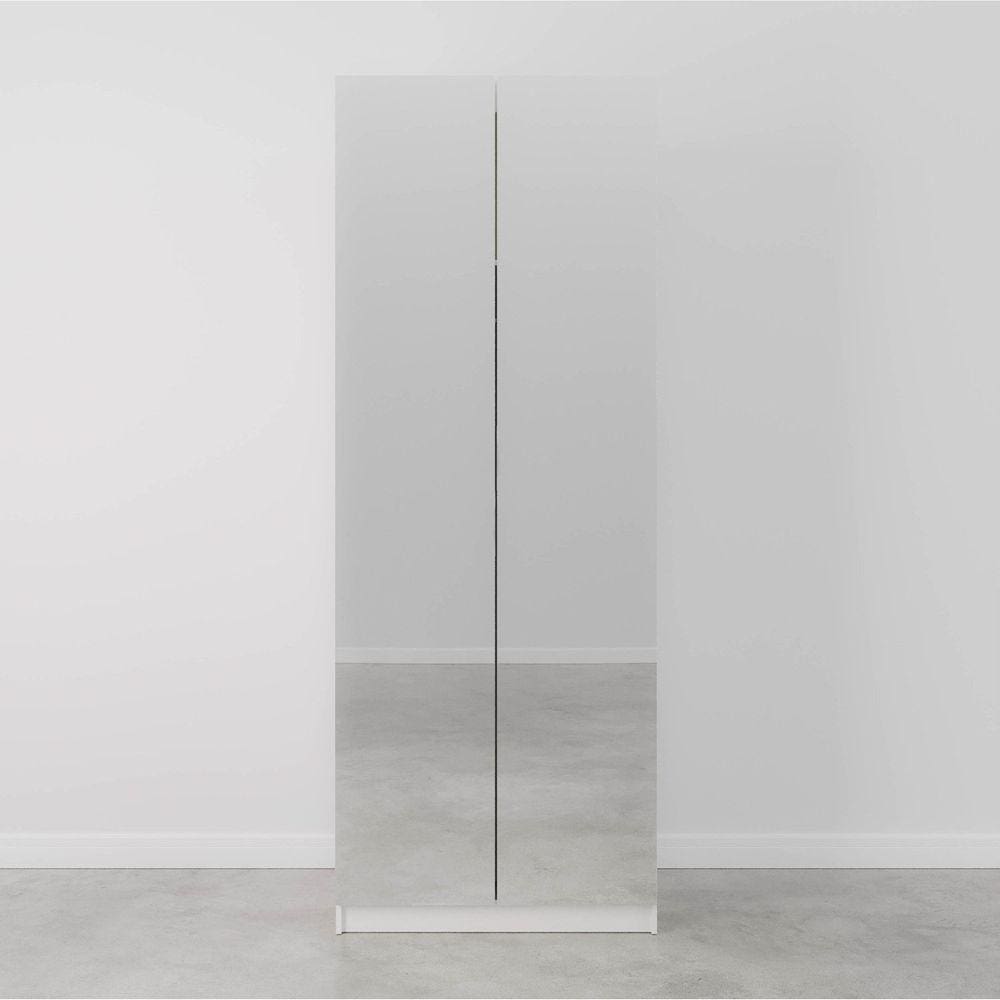 Guarda Roupa Hera com Espelho 2 Portas com Cabideiro e 2 Gavetas CabeCasa MadeiraMadeira Branco Geada/Cinza