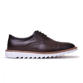 Sapato Social Couro Masculino Solado Borracha Tratorado Antiderrapante 45020 Cafe
