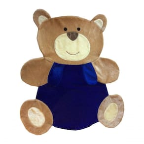 Tapete Pelúcia Urso Abraço 1,30M X 1,05M Decorativo Quarto Infantil Base Emborrachado - Azul Royal