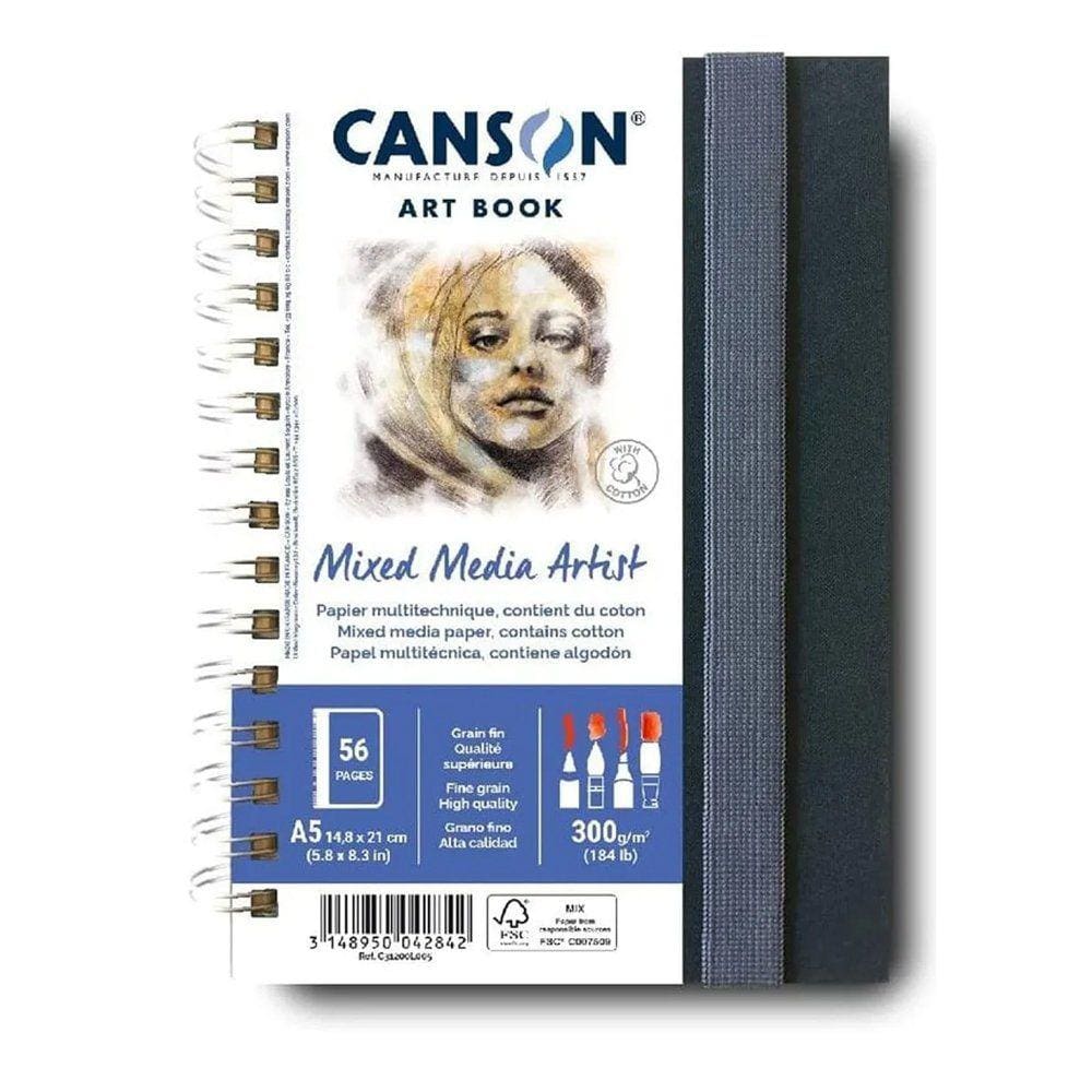 Caderno Espiral Canson Art Book Mixed Media A5 300g/m² Com 28 Folhas