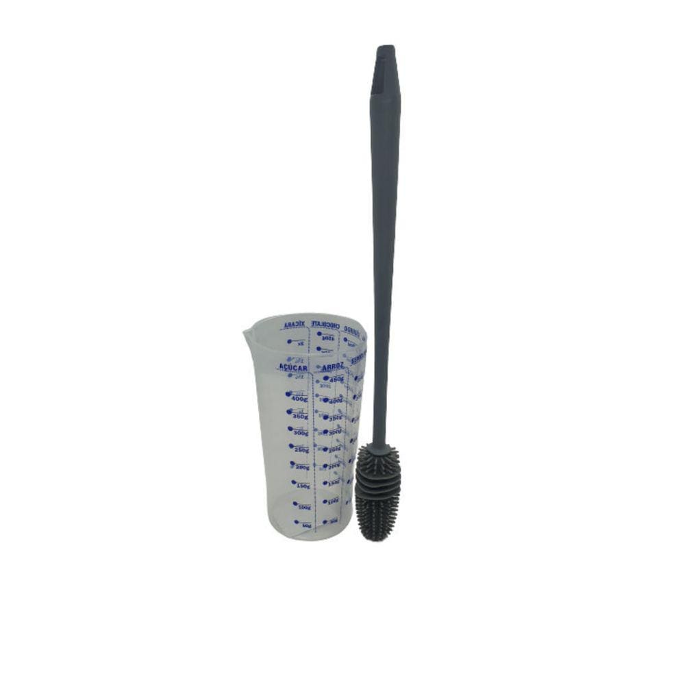 Kit Copo Graduado 500 Ml + Escova Em Silicone P/ Garrafas