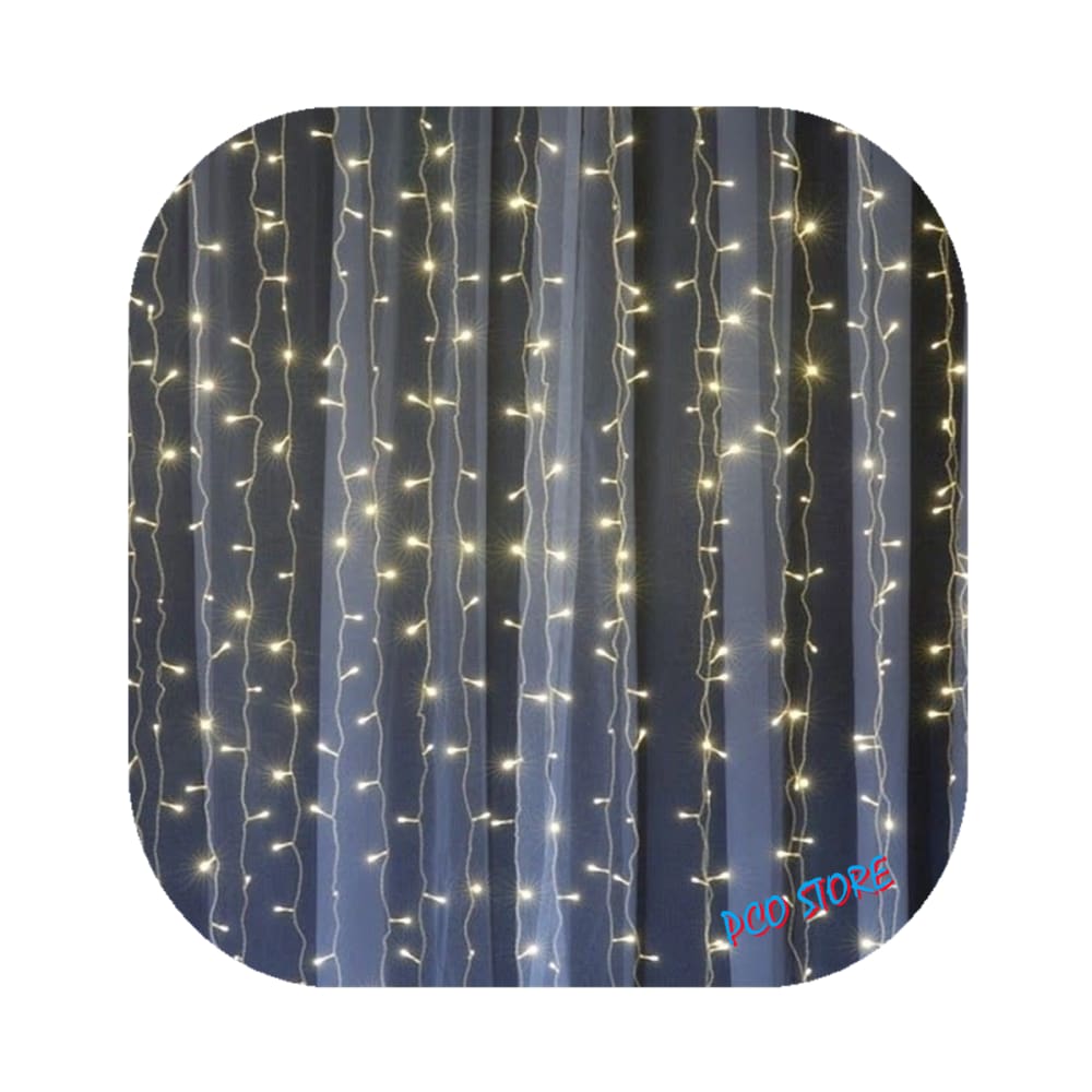 Cortina 500 Led 3,0m x 2,5m 8 Funções Branco Quente Decor Festa Casa Natal 220V