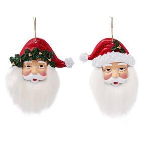 Jogo Rosto Papai Noel Resina 12cm Pendente Árvore Natal 2 Unidades - Magizi