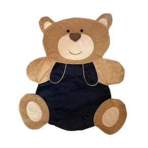 Tapete Pelúcia Urso Abraço 1,30M X 1,05M Decorativo Quarto Infantil Base Emborrachado - Azul Marinho
