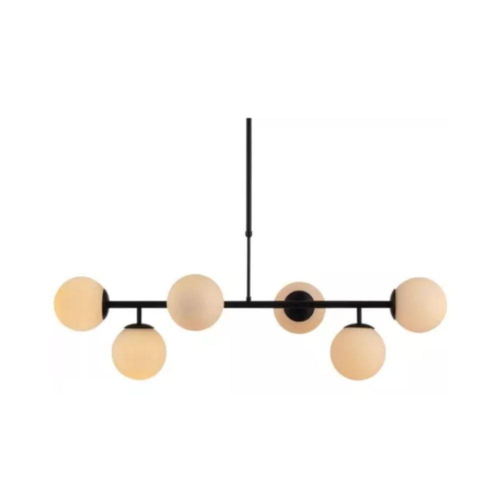Lustre Pendente Avant Perola Constelação 6xG45 Preto Fosco