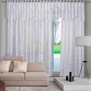 Cortina de Renda com Bandô Clássica Roseiral Interlar 350x220x60cm Branca