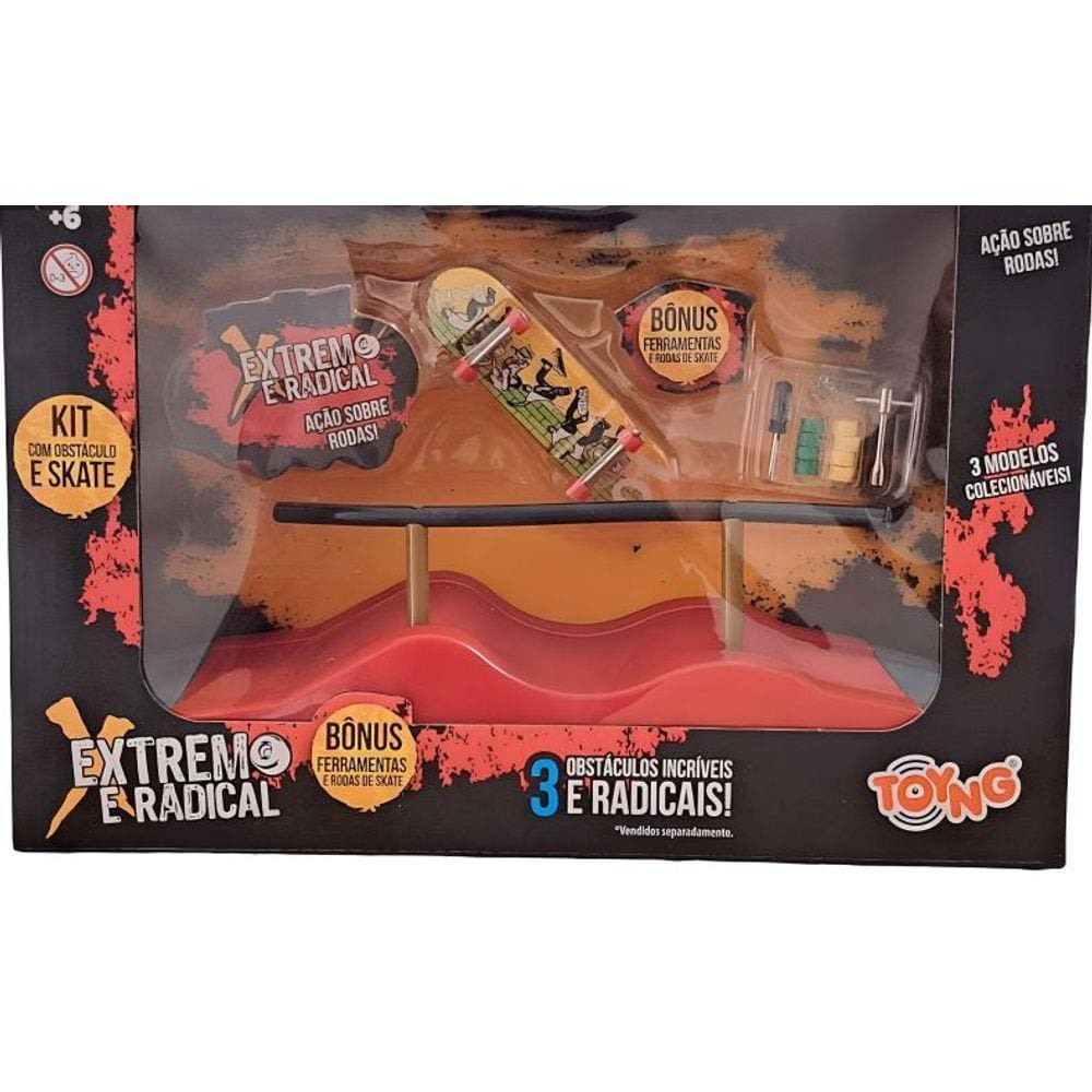 Pista - Manobra Skate Radical - Rampa Com Corrimao Curvo TOYNG