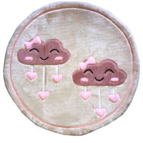 Tapete Pelúcia Nuvem Feliz 90Cm X 90Cm Quarto Infantil Base Emborrachado - Palha Com Rosê