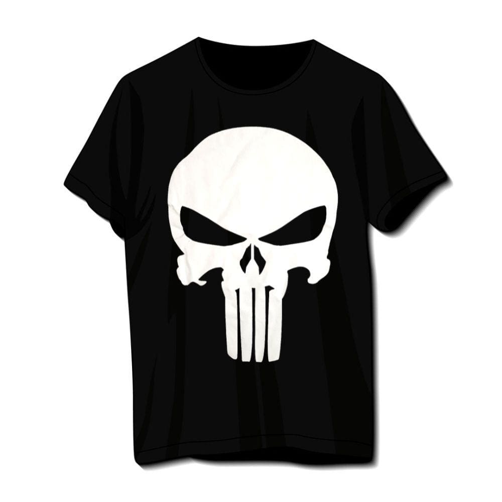 Camiseta Plus Size Justiceiro Punisher Preta Banda De Rock