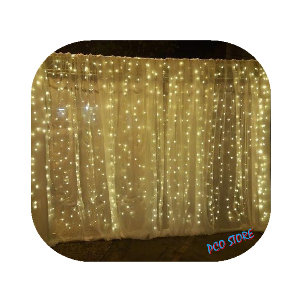 Cortina 900 Led 4,0m x 3,0m Fixo Branco Quente Decor Festa Casa Natal 110V